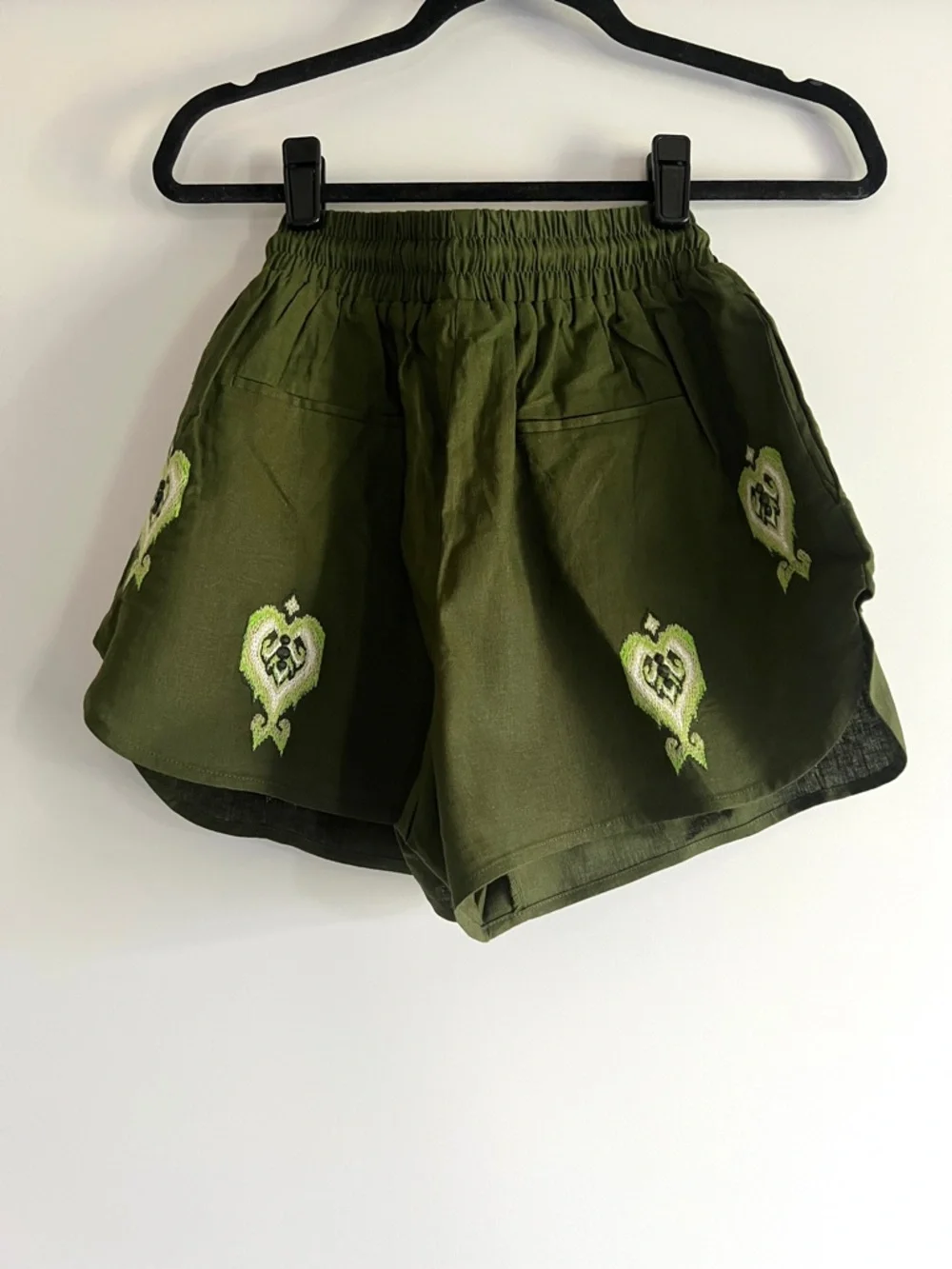 FARM Rio Embroidered Green Heart Tapestry Linen-Blend Shorts Size XXS NWT - Picture 11 of 15